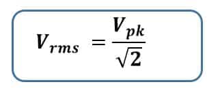 Relation between rms and peak value