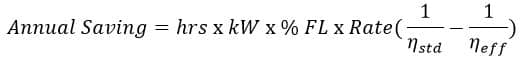 annual saving in energy efficient motors- Formula