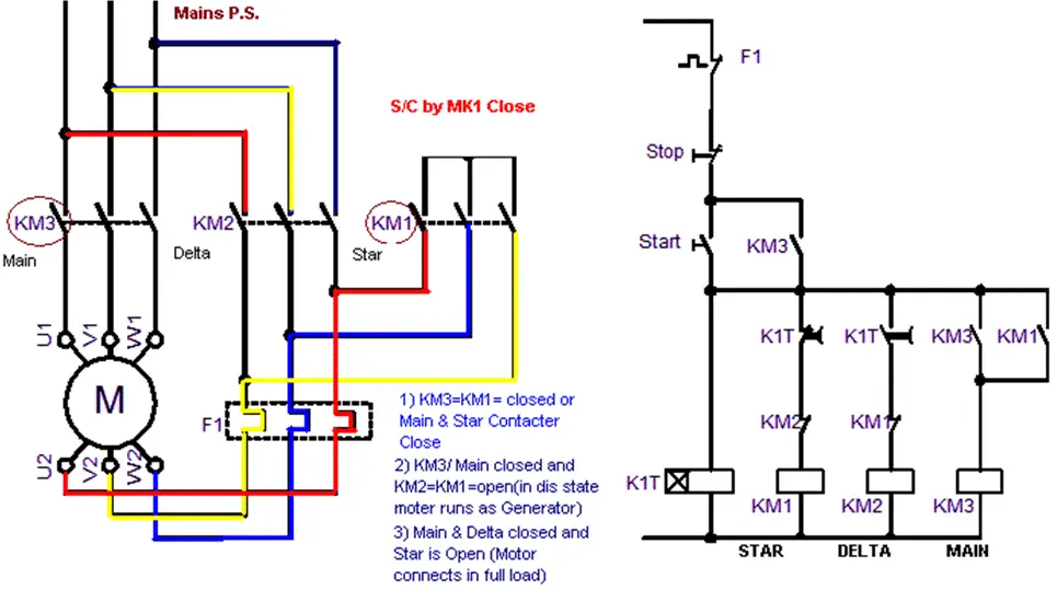 star delta starter circuit diagram