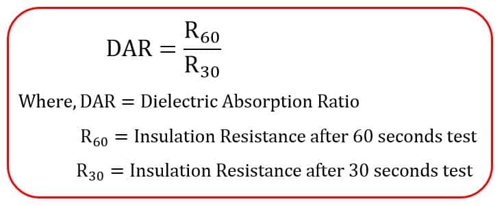 Dielectric absorption ration(DAR) formula