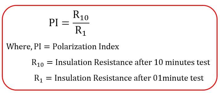 polarization index(PI) formula