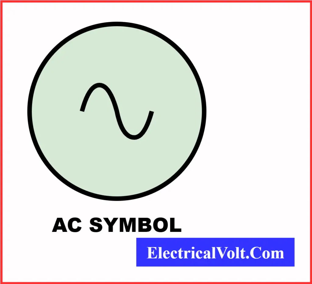 The symbol for alternating current is a wavy line (~).