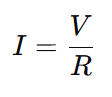 electric current formula in terms of voltage aand resistance, I=V/R