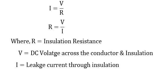 insulation resistance formula