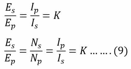 formula of  voltage transformation ratio 