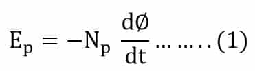 equation of induced voltage in the primary of transformer