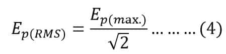 root mean square (RMS) value of the induced voltage in transformer