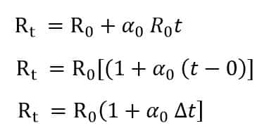 resistance formula at temperature t