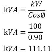 solved problem on kVA