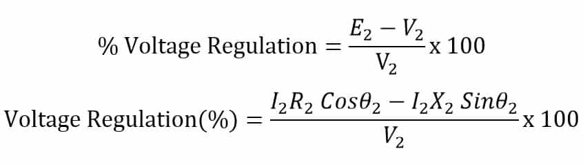 % voltage regulation of transformer at leading power factor
