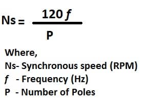 synchronous speed formula of induction motor