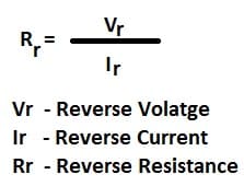 Formula of Reverse DC Resistance of Diode