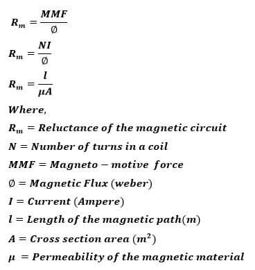 MMF equation of magnetic circuit- Magnetic circuit MMF formula