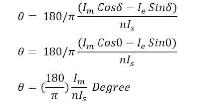 CT phase angle error formula