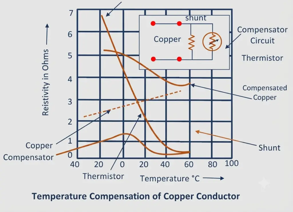 temperature compensation of copper conductor