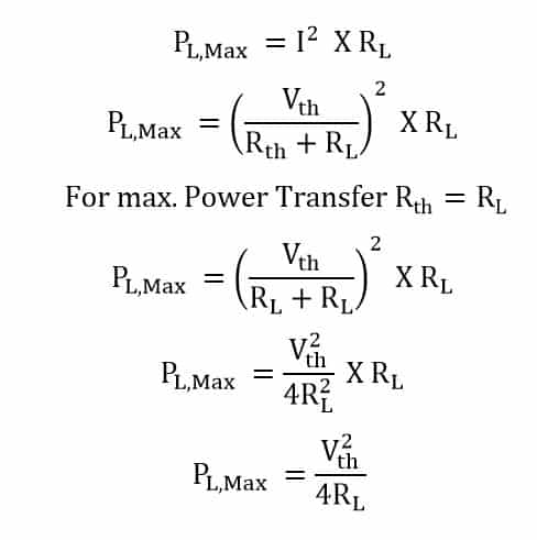 load resistance value for maximum power transfer