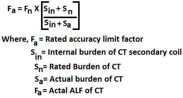 accuracy limit factor of current transformer formula