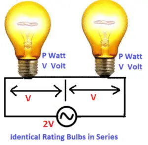 voltage drop across bulb when connected in the seroes