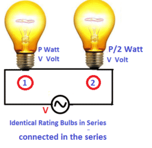 nonidentical rating bulbs connected in the series 