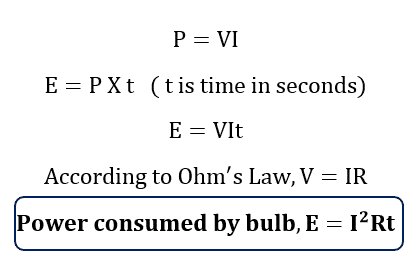 formula of power consumption of bulb