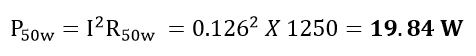power dissipation by 50 watt bulb