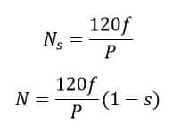 induction motor speed formula