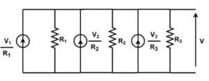circuit diagram for explanation of Millman's theorem