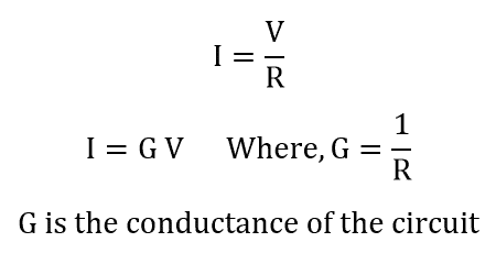 ohms law in terms of conductance