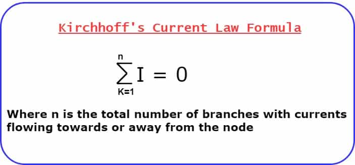 Kirchhoff's current law formula
