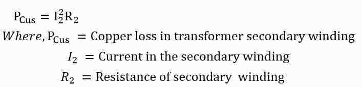 copper loss in secondary formula