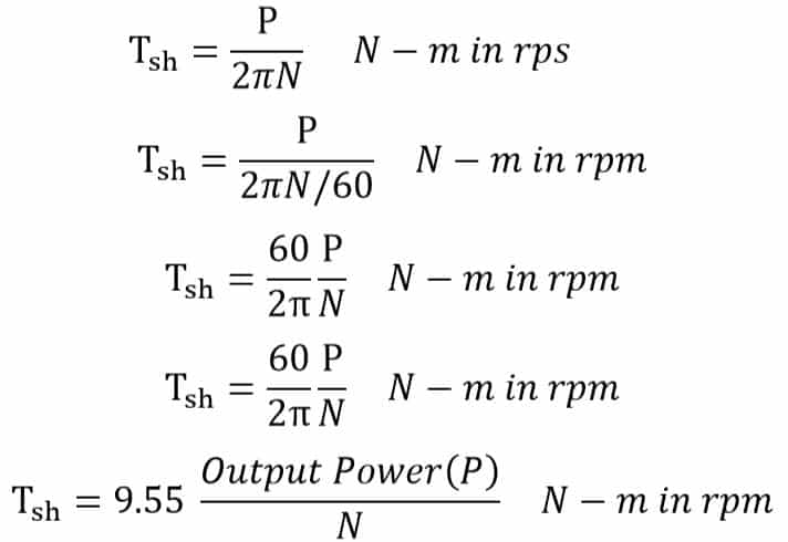 derivation of shaft torque formula