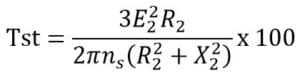 Formula of starting torque of induction motor