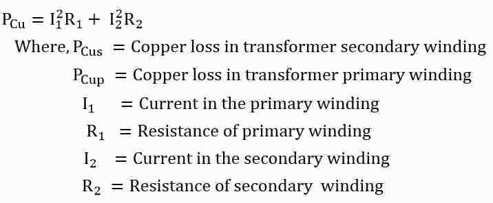 total copper loss in transformer formula