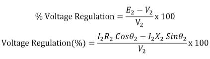 transformer voltage regulation formula