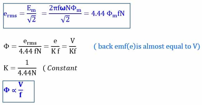 derivation of flux  formula in induction motor