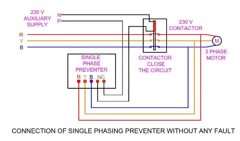 voltage sensing single phase preventer