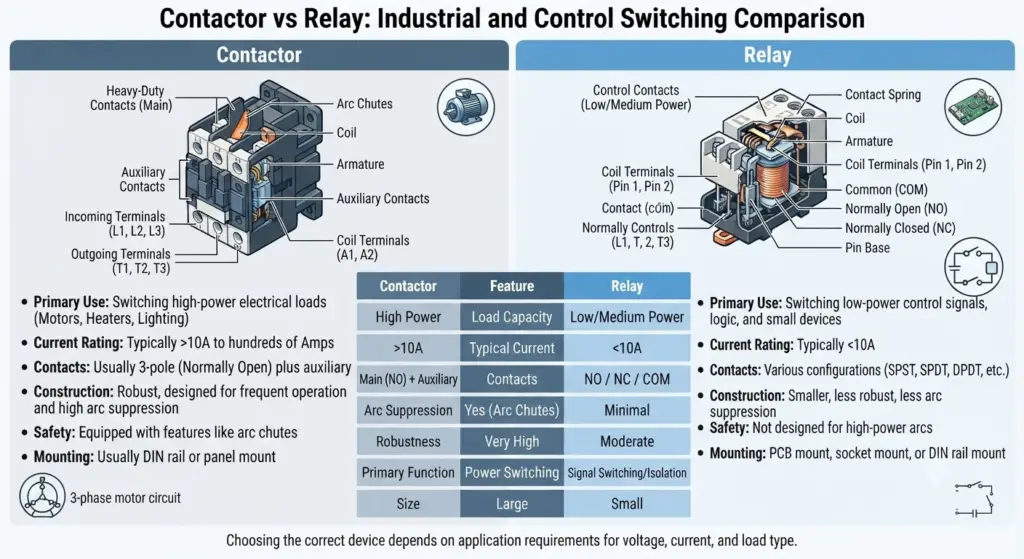 Contactor vs Relay