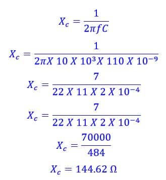 capacitive reactance at 10 khz solved problem