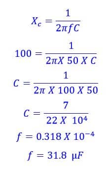 capacitive reactance solved problem no3