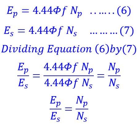 step-down transformer voltage equations