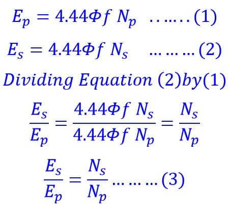 step-up transformer emf equations