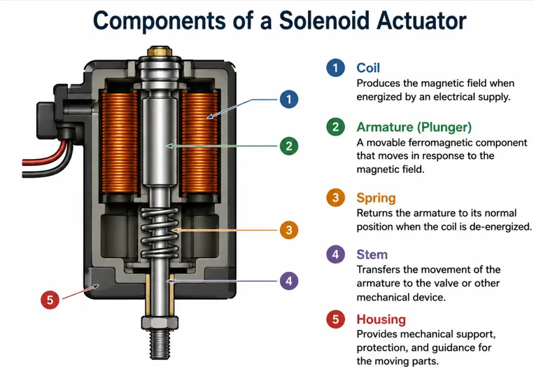 components of solenoid actuator