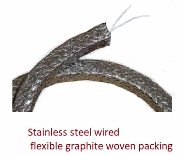 Stainless steel wired flexible graphite woven packing
