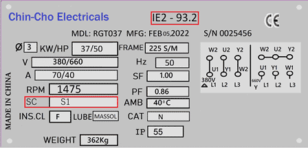 motor nameplate data