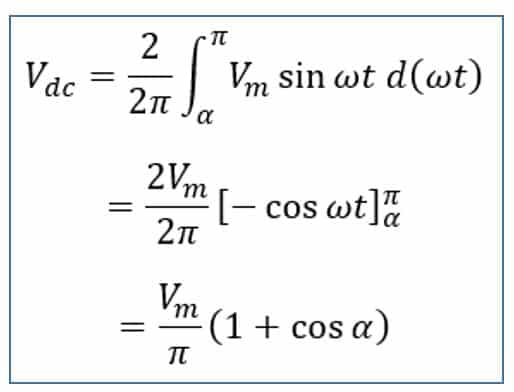 average value of single phase semi converter