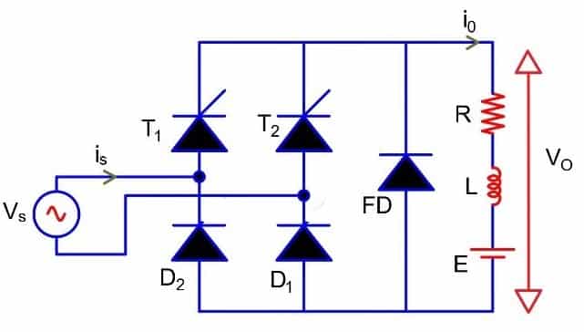 Circuit Diagram of Single Phase Semi Converter