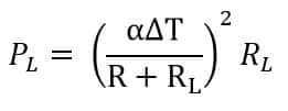 power equation of thermoelectric generator