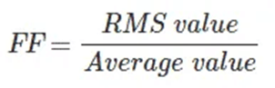 Form Factor formula of a full-wave bridge rectifier (F.F.)