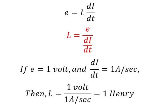 Formula of Inductance in Terms of Henry