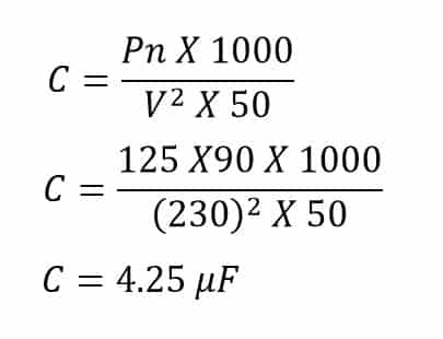 solved problem on single phase motor capacitor calculation